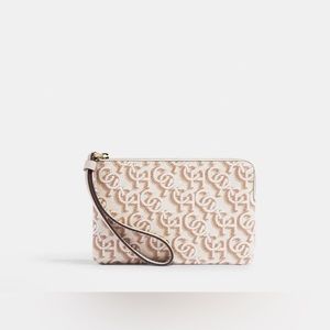 Coach Corner Zip Wristlet Monogram Print